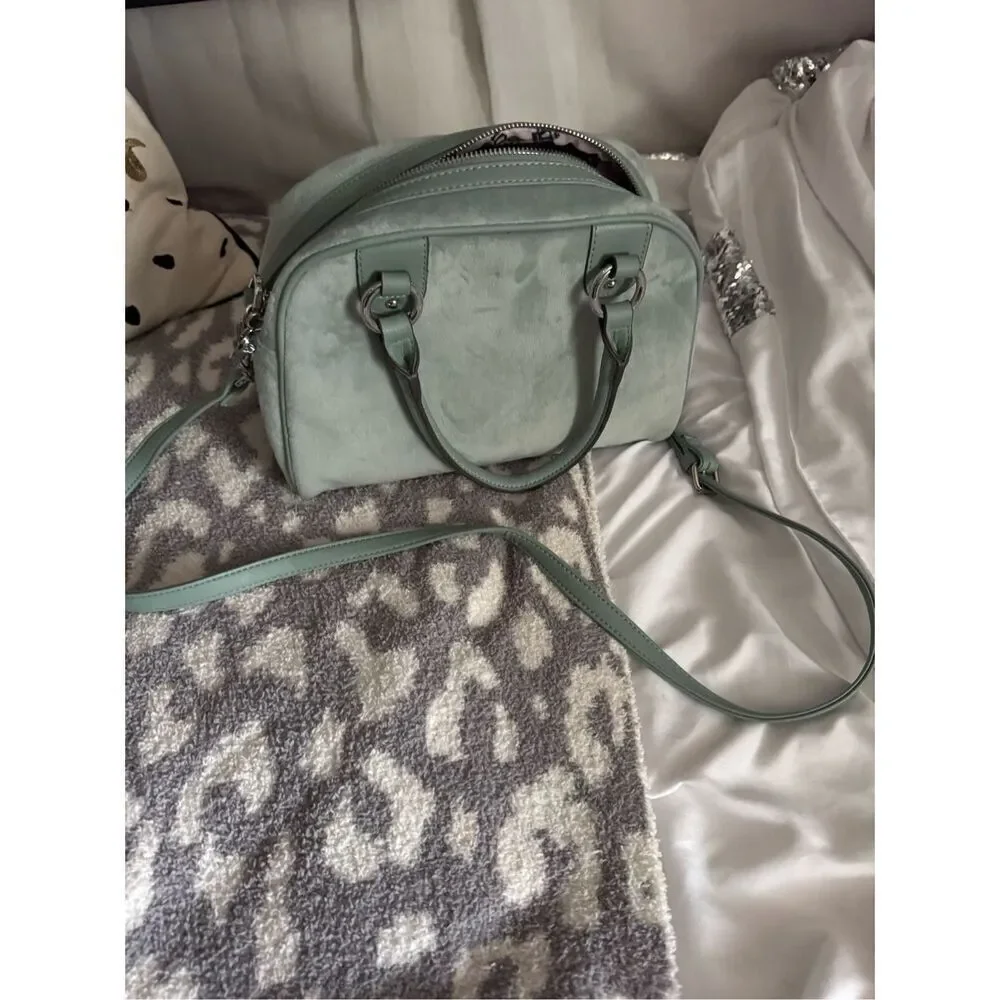 Heritage vintage y2k style mint green velour studded  juicy couture queen satche